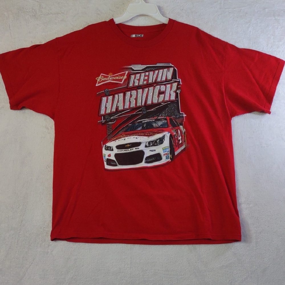 Kevin Harvick Nascar Bold Red Cotton Shirt Budweiser